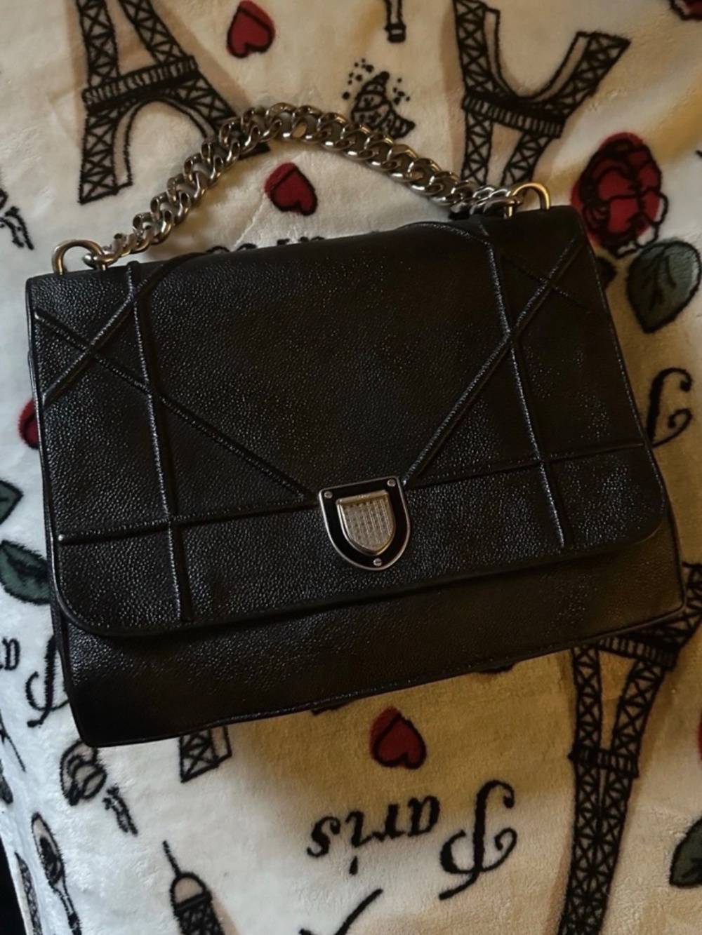 Authentic Dior Diorama Soft Satchel with Chain Carry Strap